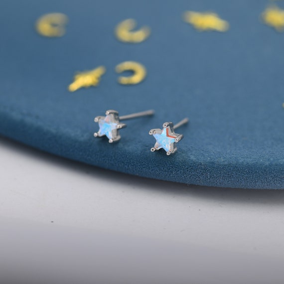 Aurora Borealis AB CZ Star Stud Earrings in Sterling Silver