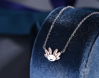 Axolotl Pendant Necklace in Sterling Silver, Cute Axolotl Necklace, Silver Axolotl Necklace, Fish Necklace