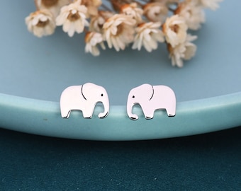 Elephant Stud Earrings in Sterling Silver,  Cute Fun Quirky Animal Jewellery, Jewelry Gift for Her, Animal Lover, Safari Nature Inspired