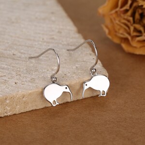 Kiwi Bird Drop Hook Earrings in Sterling Silver, Silver Gold or Rose Gold, Kiwi Bird Earrings image 6