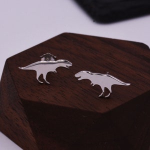 T-Rex Tyrannosaurus Dinosaur Stud Earrings in Sterling Silver, Cute Fun and Quirky T Rex Jewellery image 8