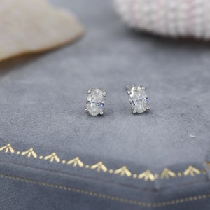 1Ct Moissanite Diamond Stud Earrings in Sterling Silver, Oval Cut Earrings, 4x6mm, Four Prong Set, Oval Moissanite Earrings image 6