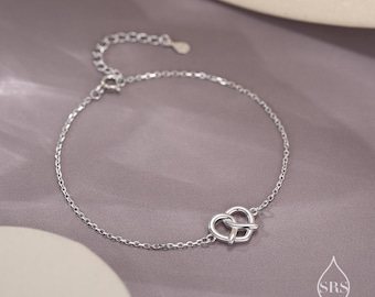 Pretzel Heart Knot Bracelet in Sterling Silver, Silver or Gold or Rose gold, Pretzel Heart Bracelet, Heart Bracelet