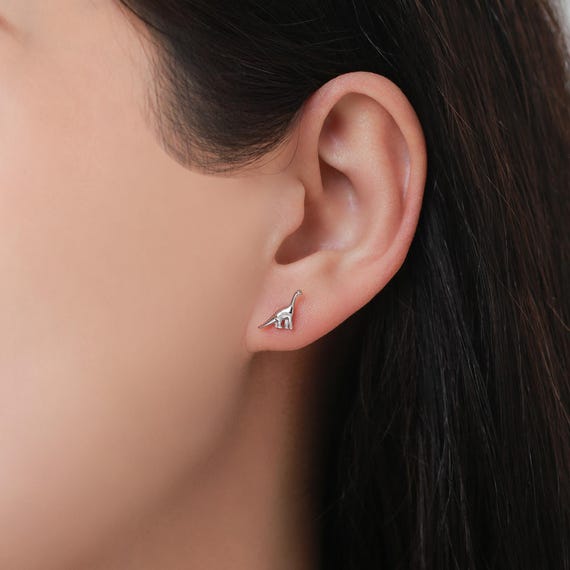 Orecchini a forma di dinosauro, in argento Sterling 925, colore: Blu, Argento