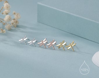 Orecchini a bottone libellula con cristalli/barre/Ragazze/Argento sterling 925/Bambini/Gioielli//Orecchini per bambini/Insetti/Insetti/Orecchini in argento - Italia
