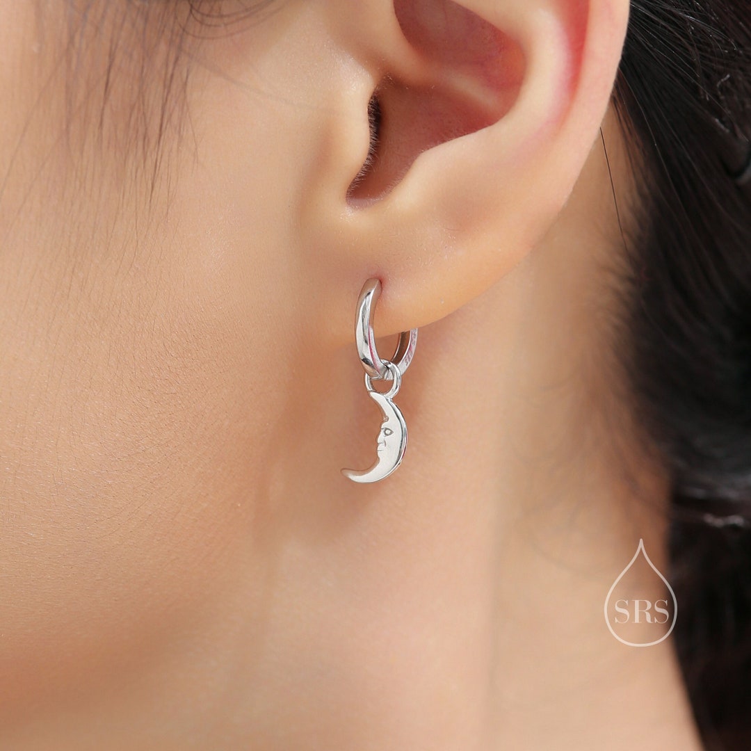 Moon face hoop sale earrings
