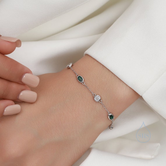 May Birthday Charm Green Cubic Zirconia Sterling Silver May Birthday Charm Green Cubic Zirconia Sterling Silver