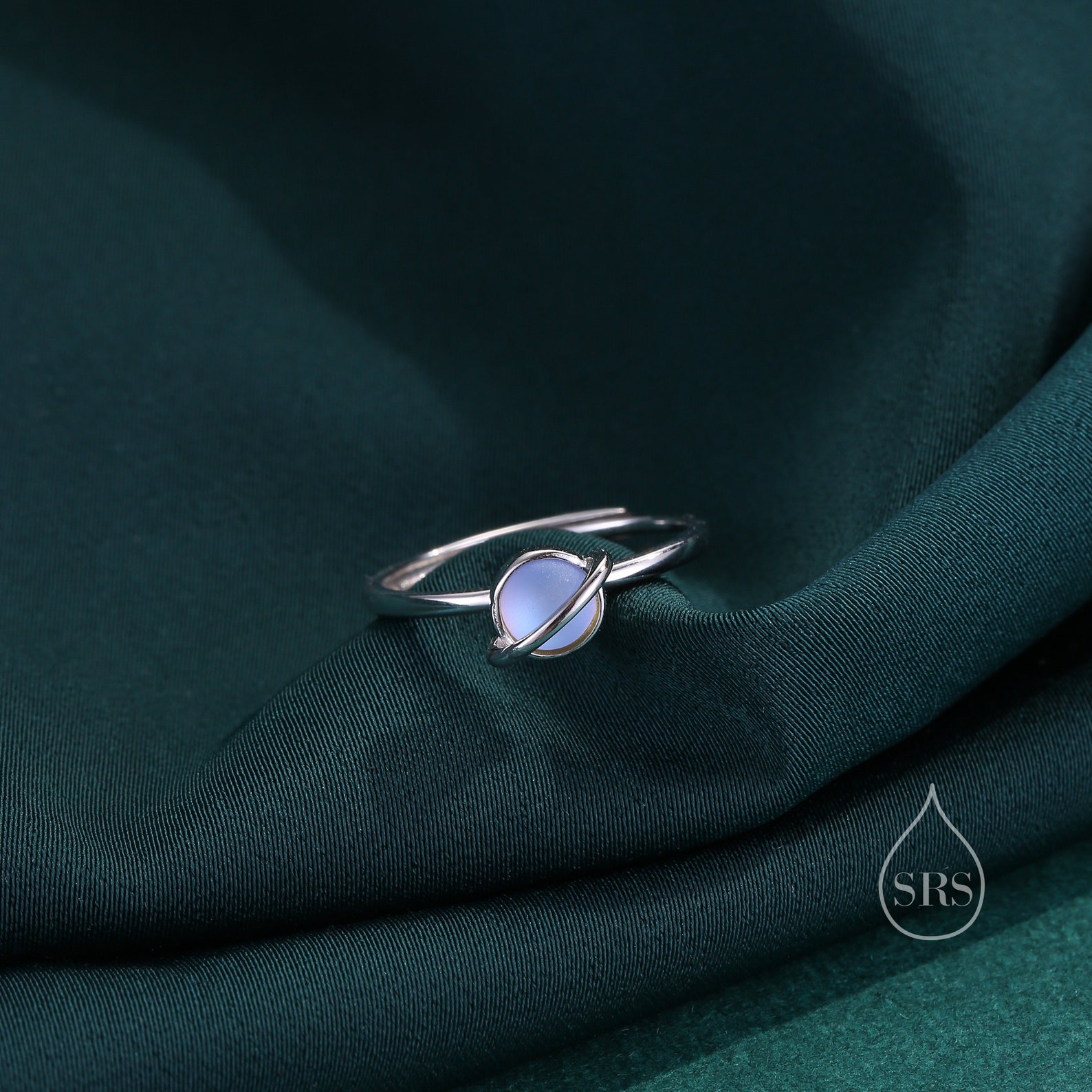 Sterling Silver Rotatable Planet Ring, Fidget Ring, Adjustable Size ...