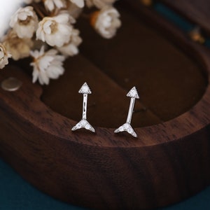 Tiny Arrow CZ Stud Earrings in Sterling Silver, Silver or Gold, Embellished Arrow Earrings, Arrow Stud