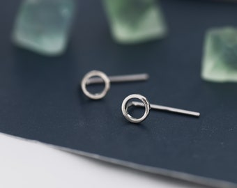 Mini Circle Ear Jacket in Sterling Silver, Silver, Gold or Rose Gold, Tiny Circle Threader Earrings, Minimalist and Geometric
