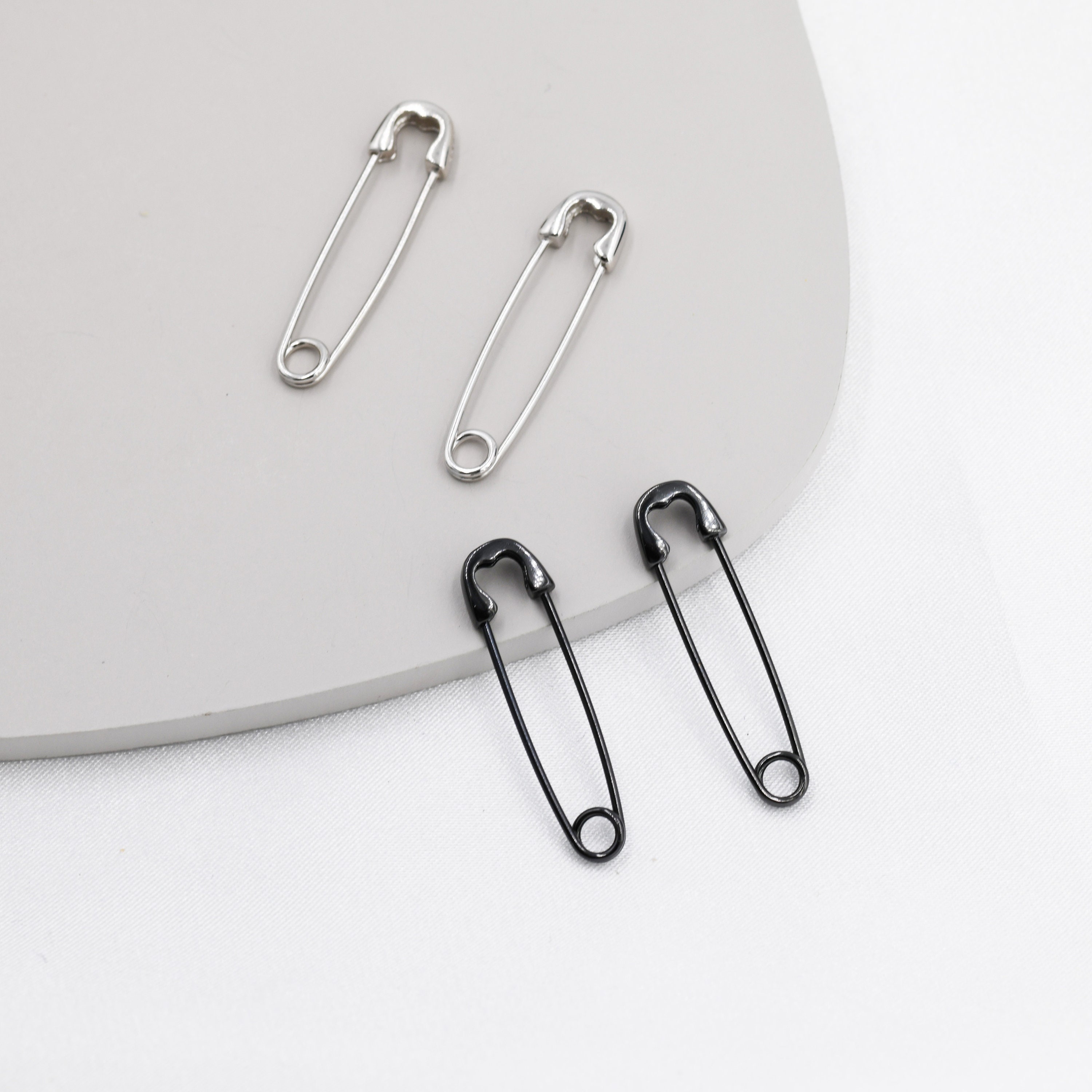 Safety Pin Hoop Earrings in Sterling Silver Safety Pin - Etsy UK