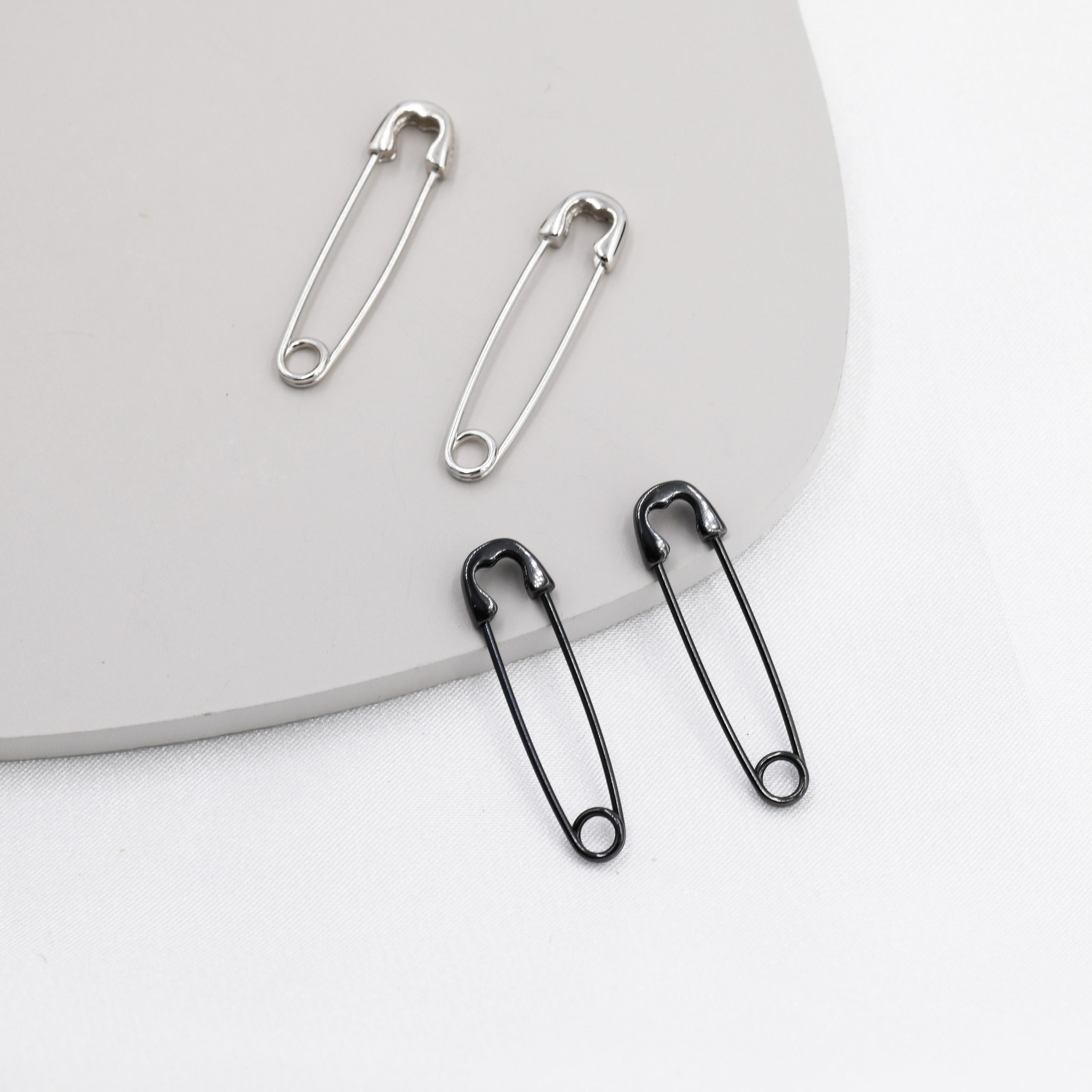 Safety Pin Hoop Earrings in Sterling Silver Safety Pin Etsy UK