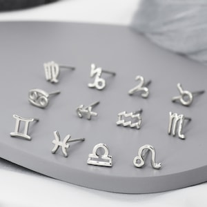Para kolczyków z motywem znaku zodiaku ze srebra próby 925, srebra lub złota, kolczyki z horoskopem