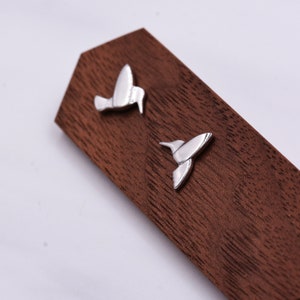 Hummingbird Stud Earrings in Sterling Silver, Bird Earrings, Nature Inspired Stud, Cute Dainty Minimal Jewellery image 4