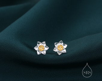 Tiny Daffodil Stud Earrings in Sterling Silver