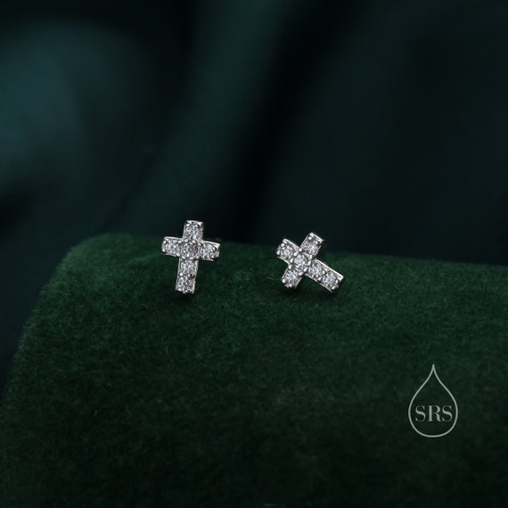 Crosses, Angels, and Flowers Small Stud Earring Set of Three Sterling Silver Crosses, Angels, and Flowers Small Stud Earring Set of Three Sterling Silver