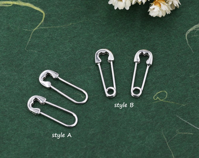 Safety Pin Hoop Earrings in Sterling Silver, Silver, Gold or Black Rhodium, Available in 3 Sizes, Safety Pin Earrings, Silver or Black