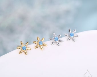 AoedeJ Orecchini A Bottone Fiocco Di Neve – Argento E Zirconi, Confezione 20 Paia Colorate