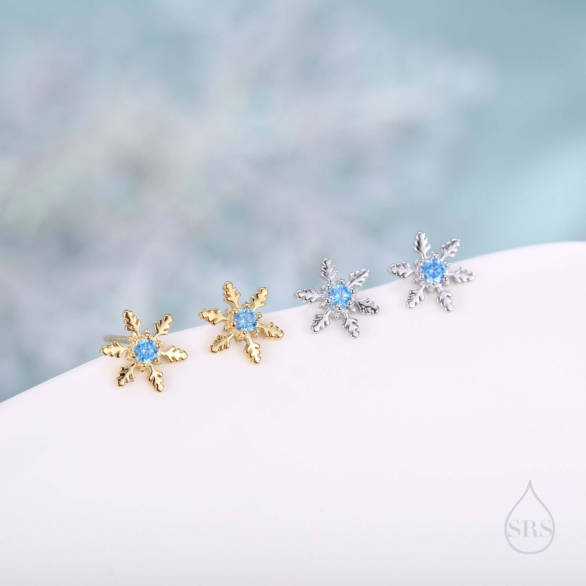 Orecchini A Bottone FUNTE In Argento 925 Con Zirconi, A Forma Di Fiocco Di Neve, Regalo Natale Per Donna - 3