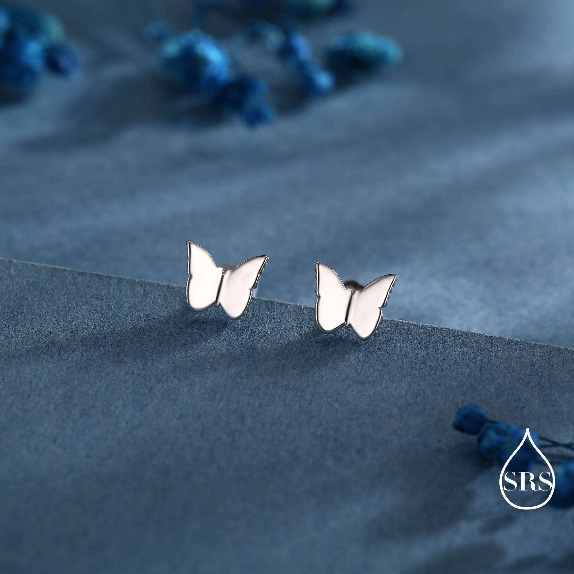 Orecchini a farfalla per bambini, orecchini in argento sterling 925 per