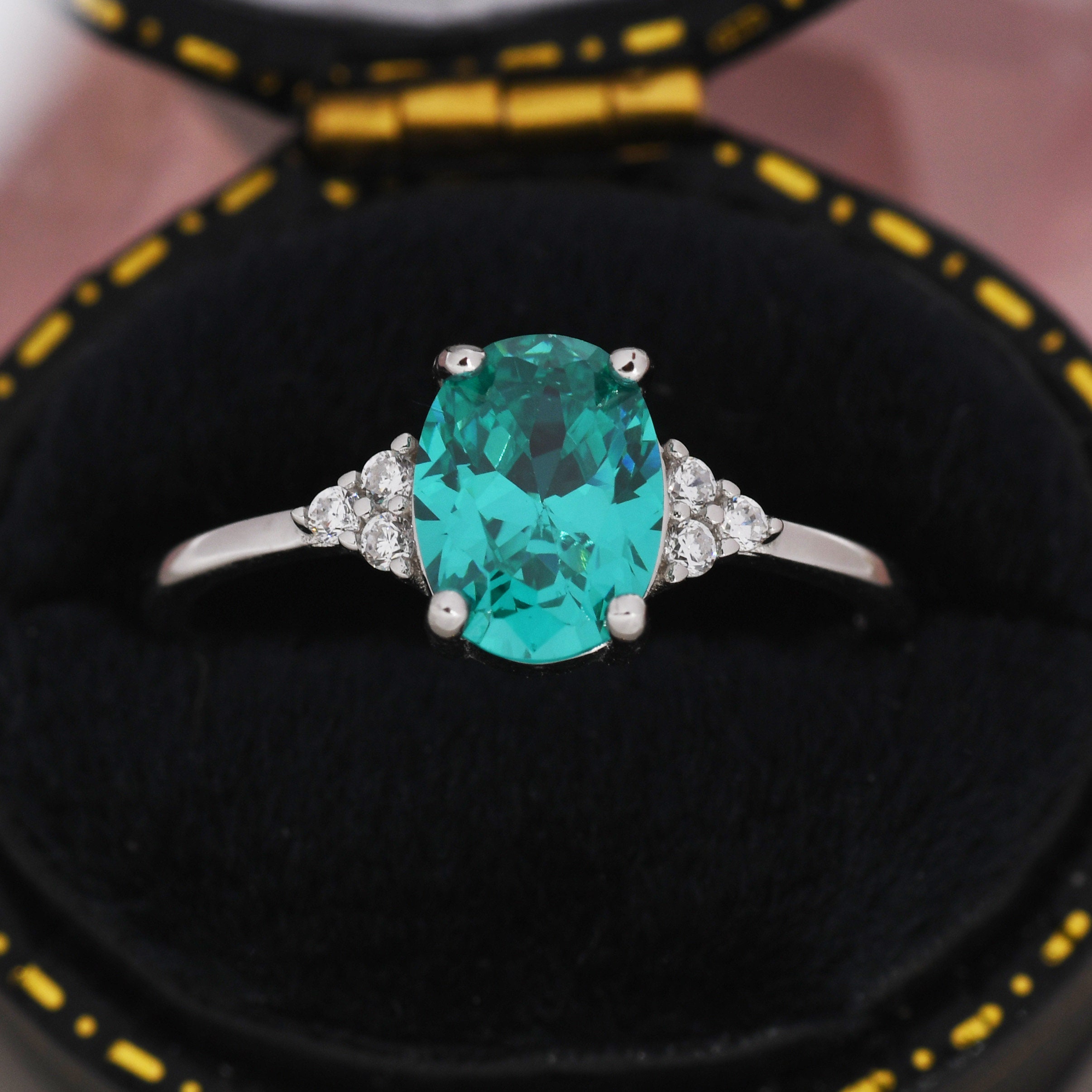 Nouvelle Bague Africaine 8,40ct De Tourmaline Verte De Paraiba En Argent Sterling