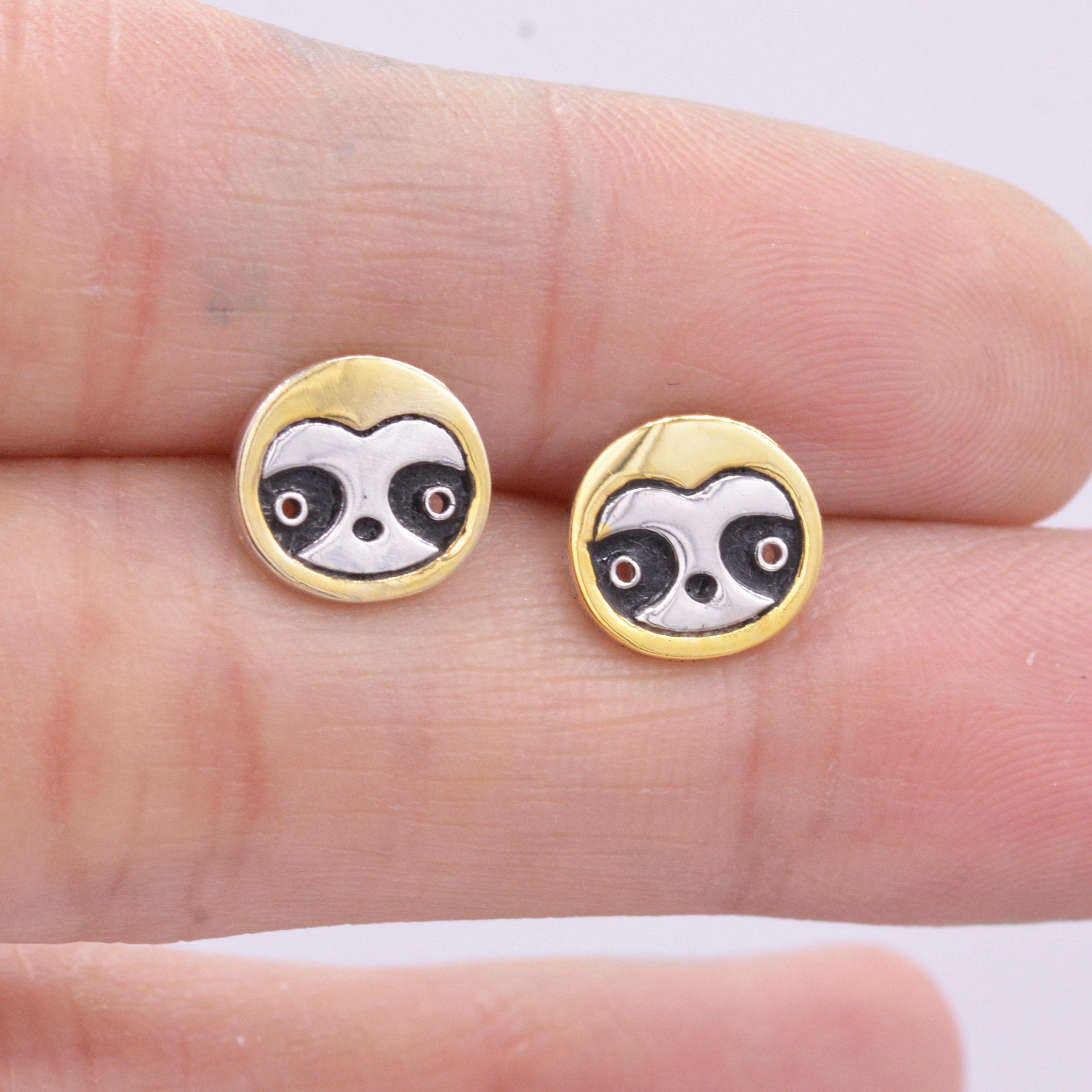 Sloth Back Earser Sloth Stud Earrings in Sterling Silver Cute Fun Quirky Monkey - Etsy