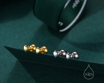 Extra Tiny Heart Barbell Earrings in Sterling Silver, Silver or Gold,  3mm Screw Back Heart Earrings, Screwback Earring