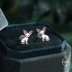 Fennec-räv örhängen i sterlingsilver, söta räv örhängen, söta och udda örhängen, naturinspirerade örhängen bild 3