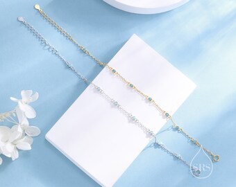 Sterling Silver Extra Delicate Turquoise Blue CZ Bezel