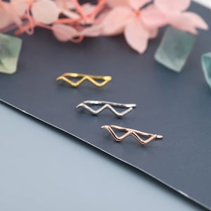 Zigzag Wave Crawler Oorbellen in Sterling Zilver, Zilver of Goud of Rose Goud, Minimalistisch Geometrisch, Oorklimmers afbeelding 8