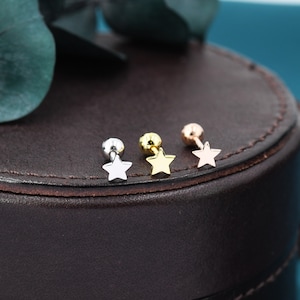 Small Pair of Star Stud Earrings in Sterling Silver, Rose Gold and Silver, Screw Back Earrings - helix ,cartilage , conch, tragus