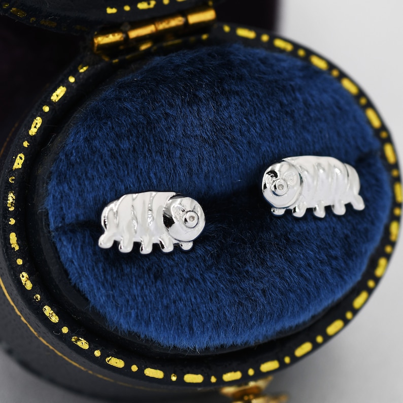 Water Bear Stud Earrings in Sterling Silver, Tardigrades Earrings, Nature Inspired Animal Earrings image 1