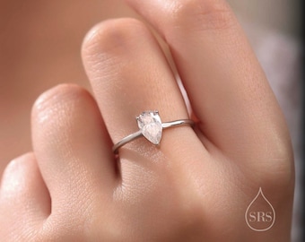 1 Carat Pear Cut Moissanite Diamond Classic Single Stone Engagement Ring in Sterling Silver, Genuine Moissanite Diamond, US 5-8