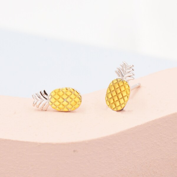 Ananas Stud Oorbellen in Sterling Zilver - Fruit Stud Oorbellen - Natuur Geïnspireerd - Schattig, Leuk, Grillig