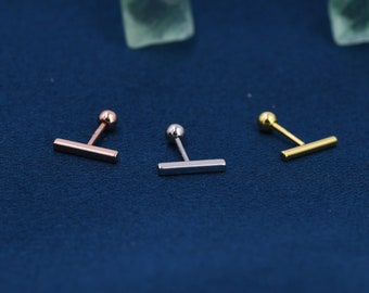 Tiny Bar Screw Back Earrings in Sterling Silver, Silver, Gold or Rose Gold,  Piercing Jewellery, Helix Earrings, Cartilage Earrings