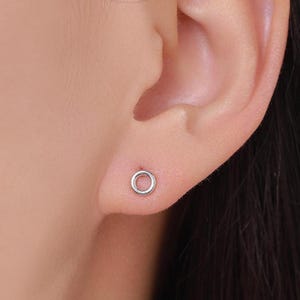 Sterling Silver Minimalist Open Circle Stud Earrings in Sterling Silver - Minimalist Geometric Design, Silver, Gold or Rose Gold