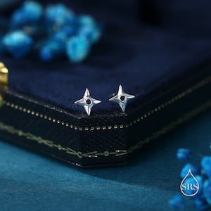 Ninja Shuriken Star örhängen i sterlingsilver, silver, guld eller roséguld, liten Ninja Star örhänge