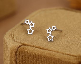 Sterlingzilveren Triple Star Climber-oorknopjes