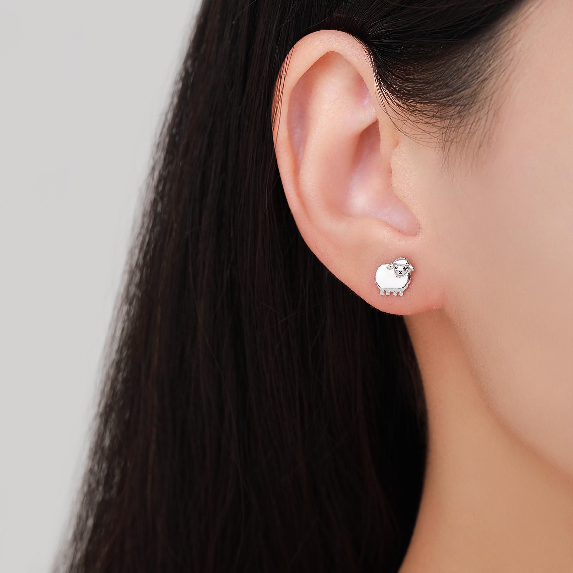 Orecchini A Forma Di Pecora In Argento Sterling 925 Con Cristalli Multicolore - Simpatici Gioielli Per Donne E Bambine - Regalo In Confezione Regalo - 3