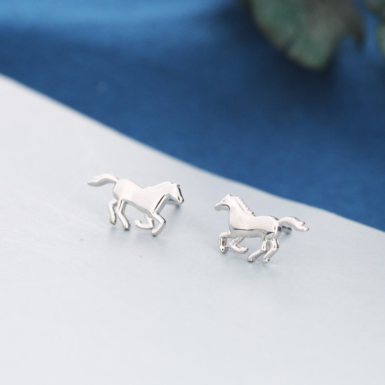 Tiny Little Running Horse Earrings in Sterling Silver, Silver, Horse Lover Earrings, Horse Gift, Horse Jewellery image 6