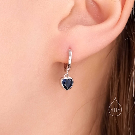KISS Sterling Silver Blue & White Huggies Earrings