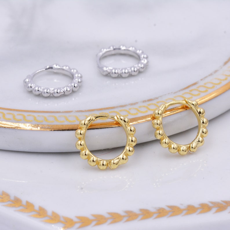 Sterling Silver Huggie Hoop Earrings Pebble Circle Round Etsy UK