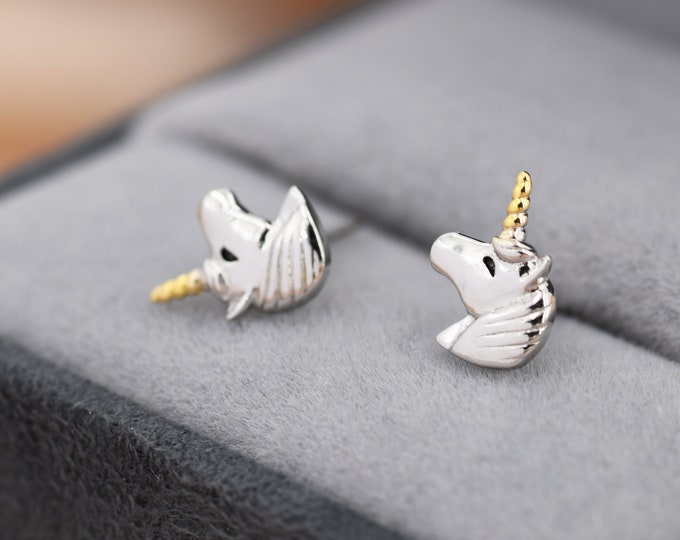 Unicorn Stud Earrings in Sterling Silver, Cute Earrings For Girls, Animal Earrings