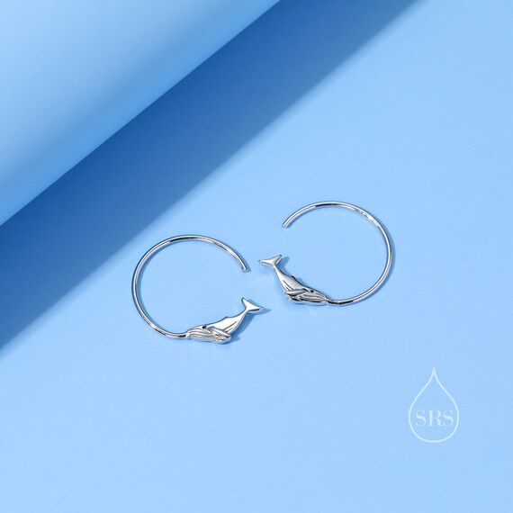 Orecchini A Balena In Argento 925 Con Zirconi - Simbolo Di Libertà - Regalo Idea