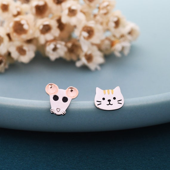 Silver Cat & Mouse studs Silver Cat & Mouse studs