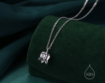 Litet halsband med liljekonvaljblomma i sterlingsilver, silver eller guld, halsband med liljekonvaljblomma
