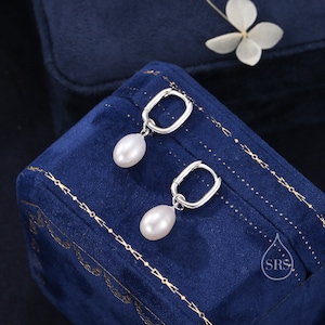 Orecchini a cerchio ovali con perle ovali in argento sterling, orecchini a cerchio rettangolari con perle staccabili, orecchini a cerchio quadrati con perle, perle Keshi