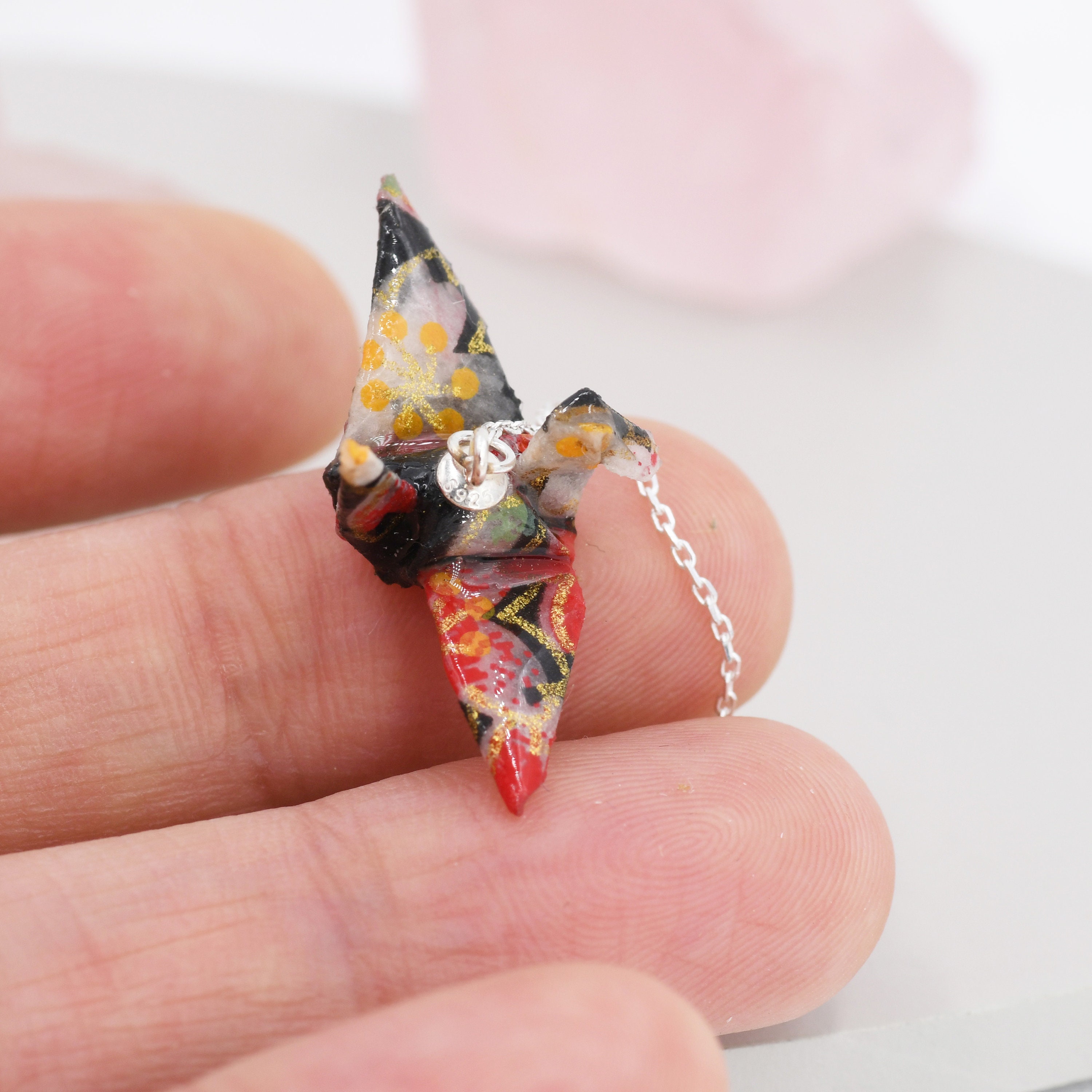 Orecchini pendenti a gru di carta origami in argento Sterling 925 con zirconia portafortuna carini con nappa tipo threading a catena lunga orecchini a perno ipoallergenici per donne e ragazze
