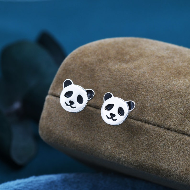 Sterling Silver Panda Bear Stud Earrings, Cute and Quirky Jewellery, Nature, Animal Earrings image 4