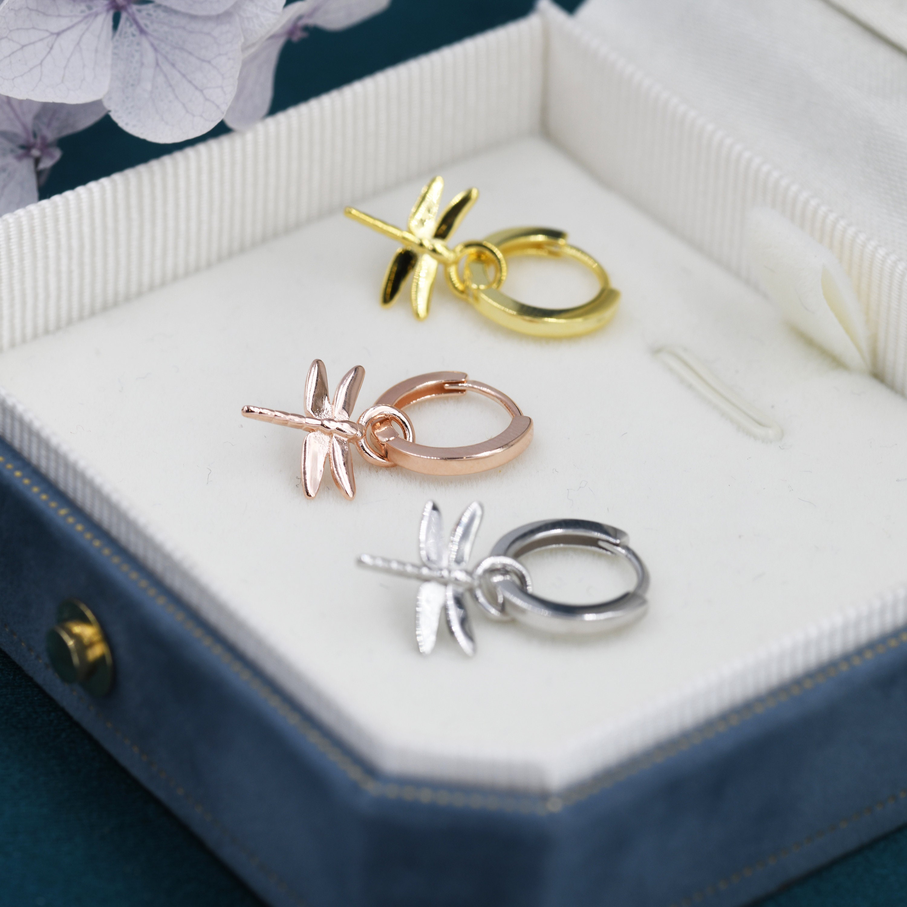 Orecchini A Cerchio Huggie Con Libellula In Argento 925 E Zirconi – Non Forati A Clip – Regalo Per Donne E Ragazze - 3